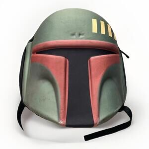 Star Wars Bioworld Boba Fett Mandalorian Helmet Molded 3D Backpack READ!